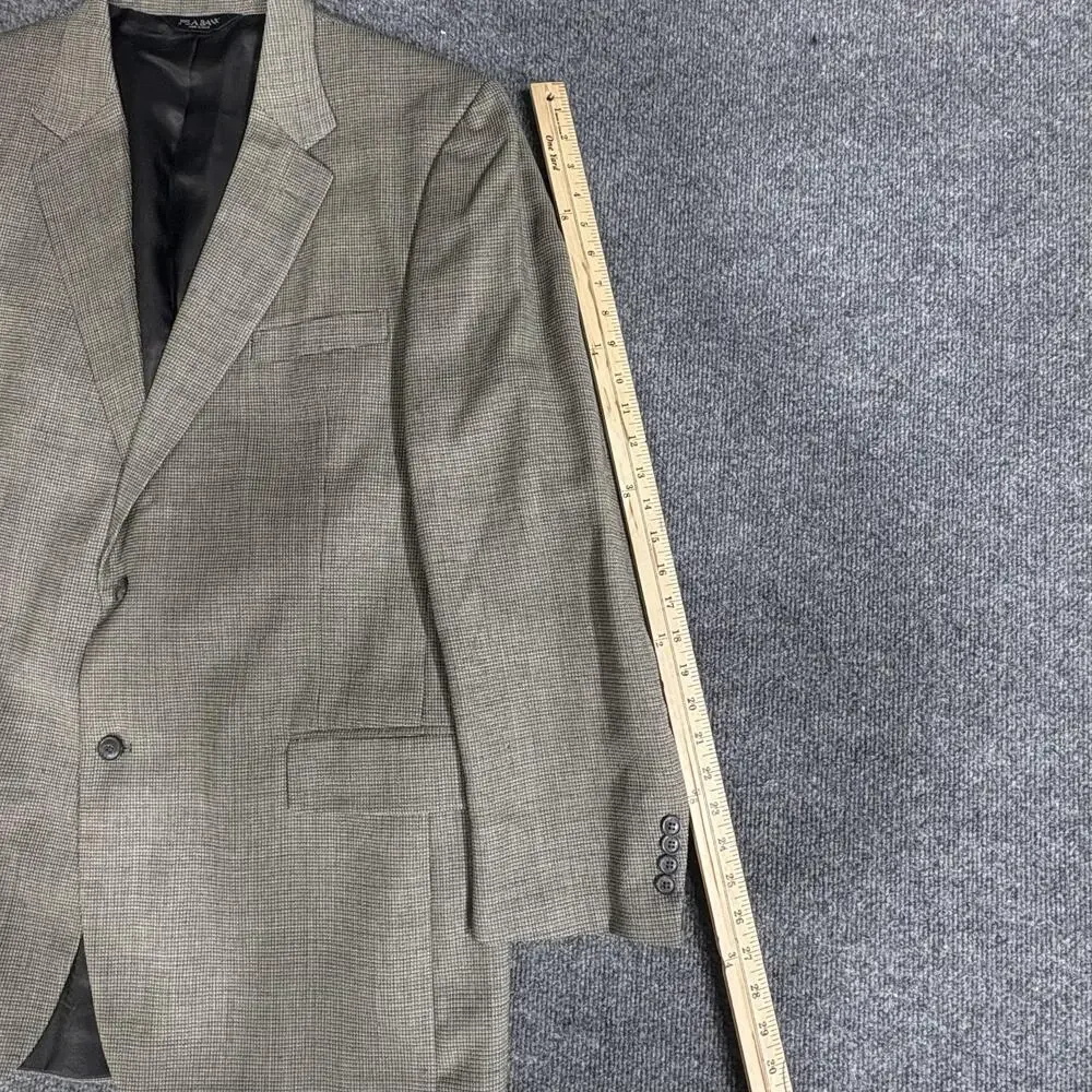 Jos A Bank Blazer Mens 46L Brown Black 100% Wool Sport Coat Jacket Checked